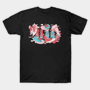 Red and blue vintage sneakers design T-Shirt